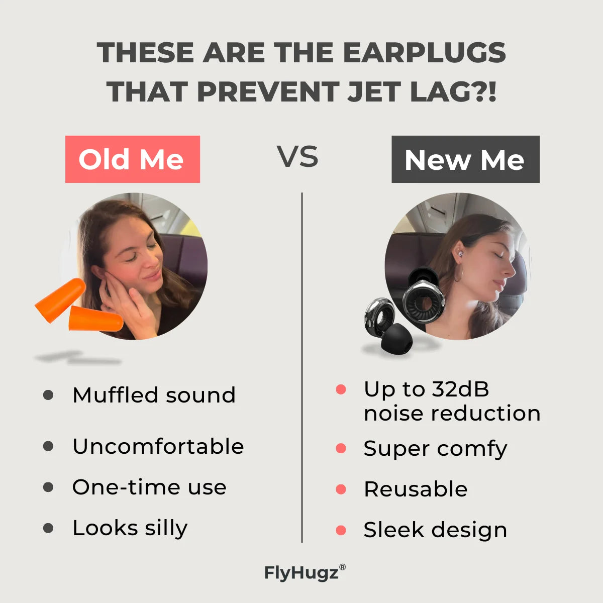 FlyHugz® Noise Reducing Travel Earplugs